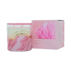 Geranium & Apple Rose Quartz Love 3 Wick Candle 35hr Healing Stones