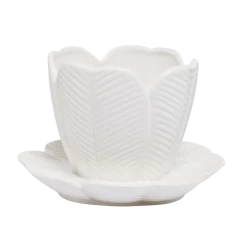 Thalia White Flower Votive Holder