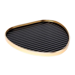 Luella Black Ribbed Mirror Tray 26cm